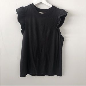 NWT Nation LTD black ruffle tank top size medium